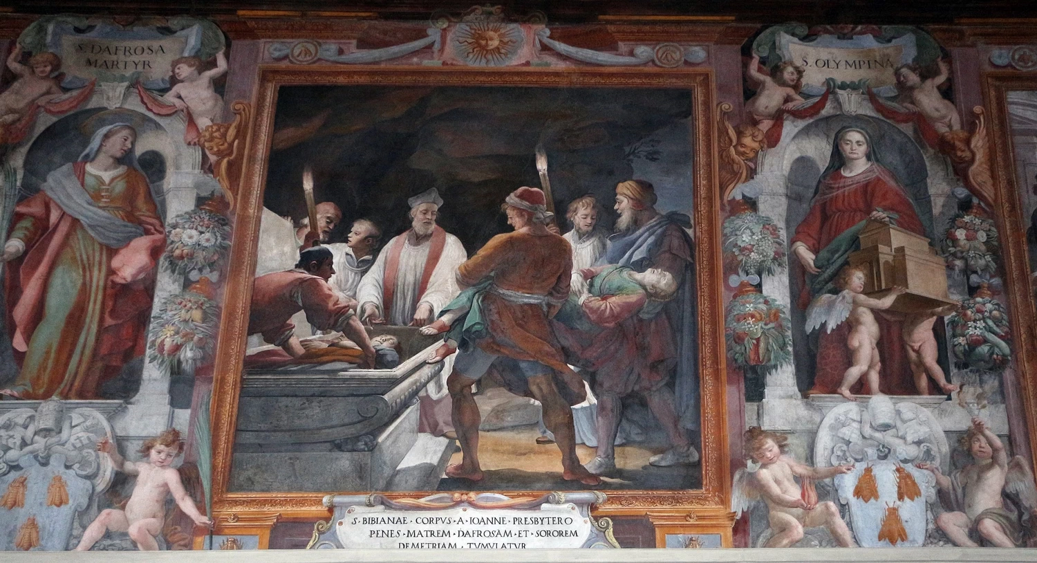 Chiesa di Santa Bibiana, Roma - Bibiana vicino alla madre Dafrosa e alla sorella Demetria
